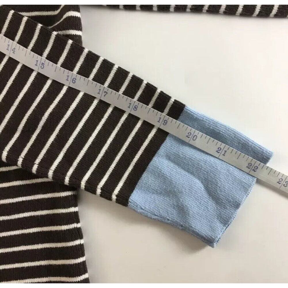LOFT Women's Sweater Sz S Striped Brown,‎ White, Blue - Picture 8 of 9
